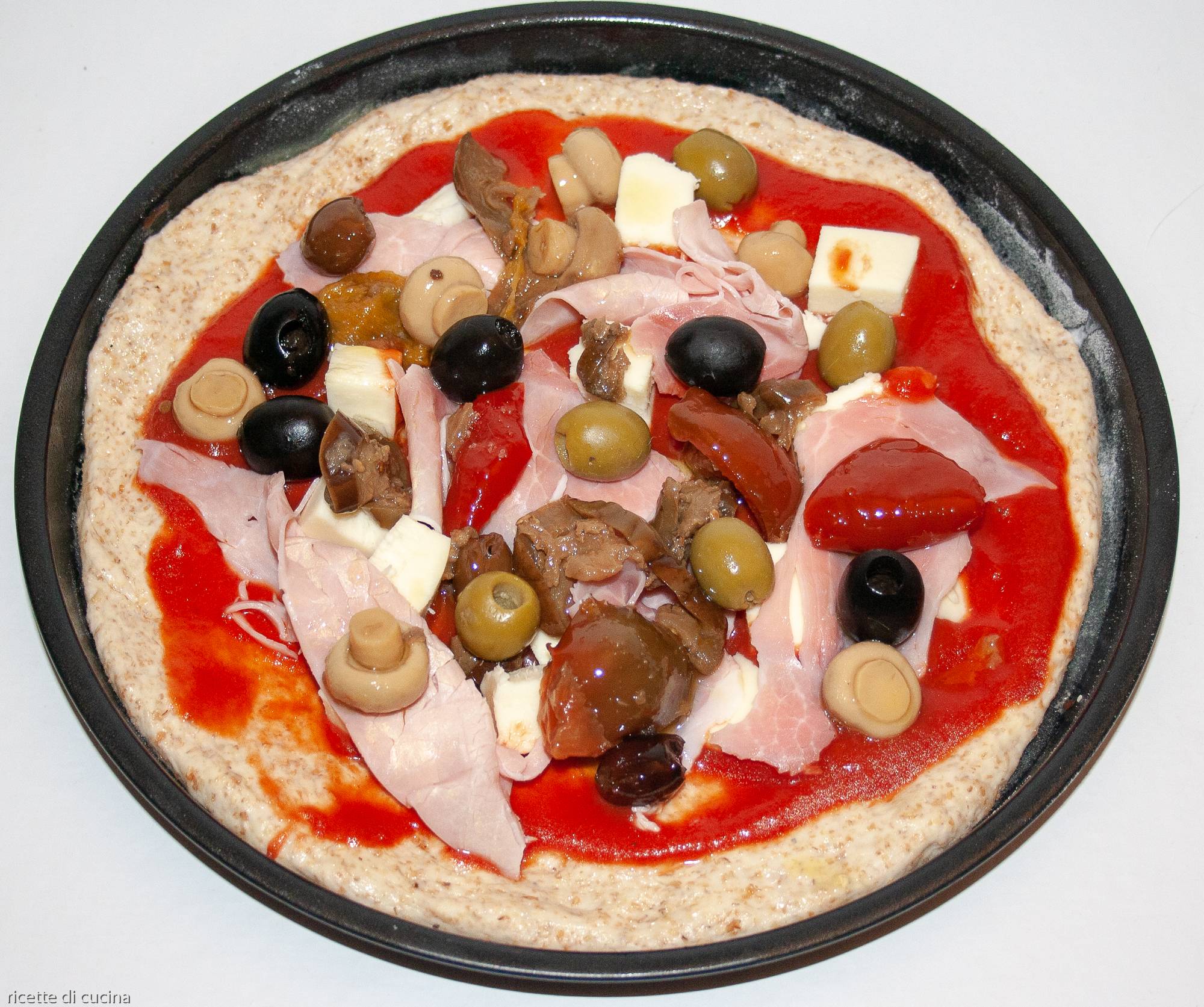 impasto con condimento pizza 