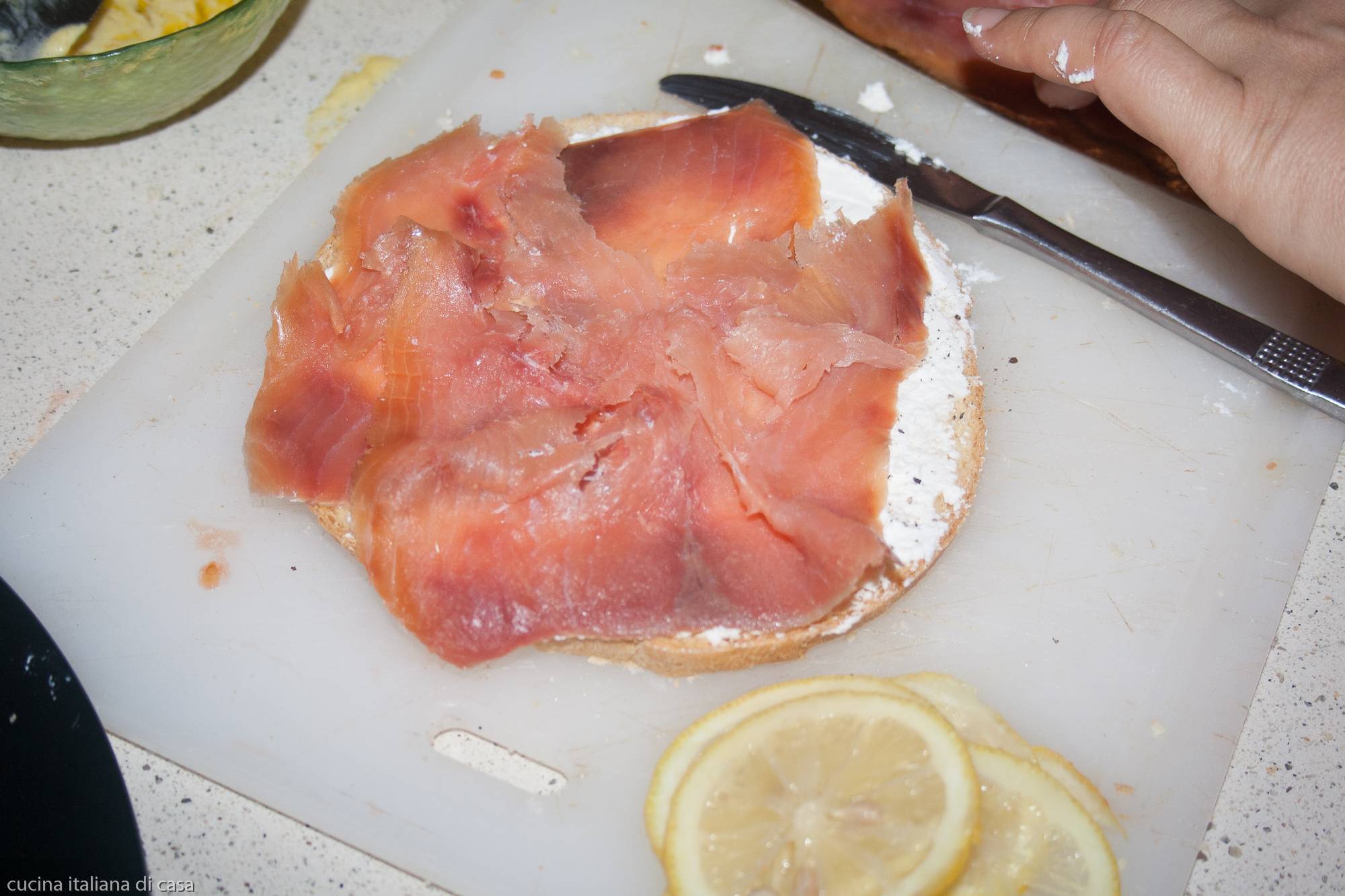 salmone affumicato su mascarpone