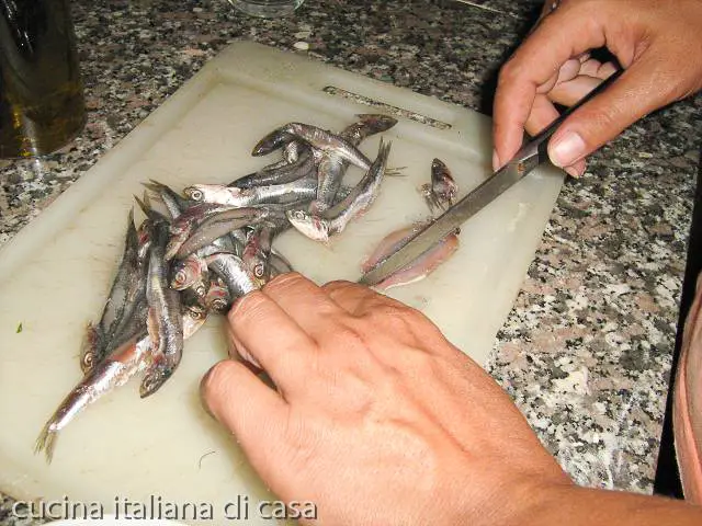 preparazione delle alici marinate alla maggiordomo