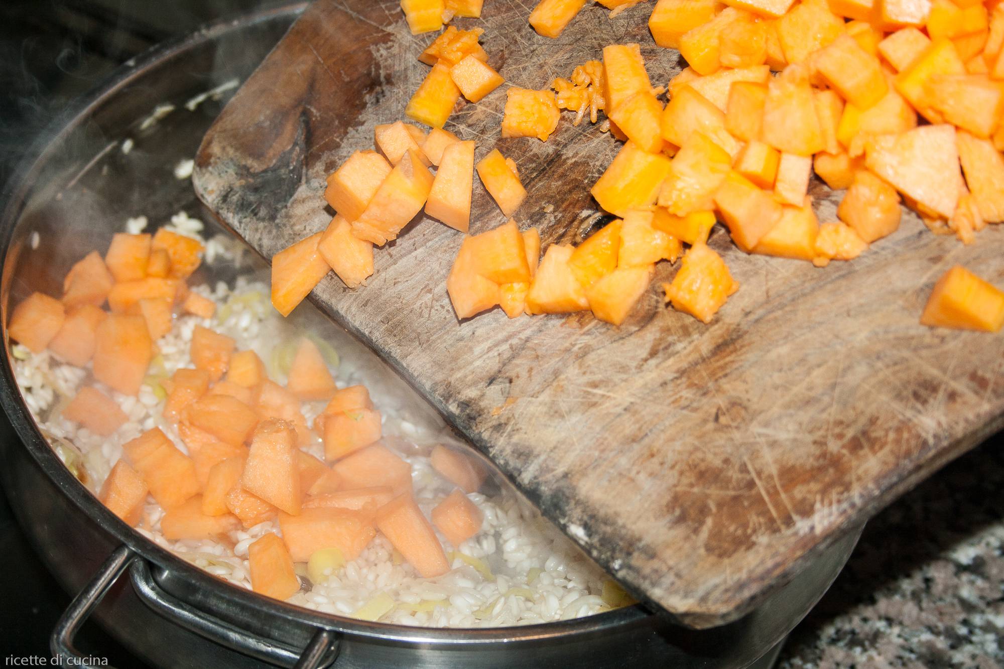 aggiungere zucca a riso sfumato