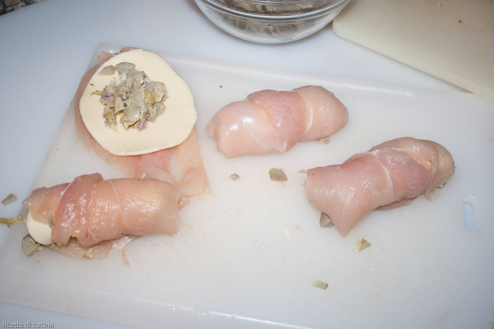 avolgere fette petti pollo