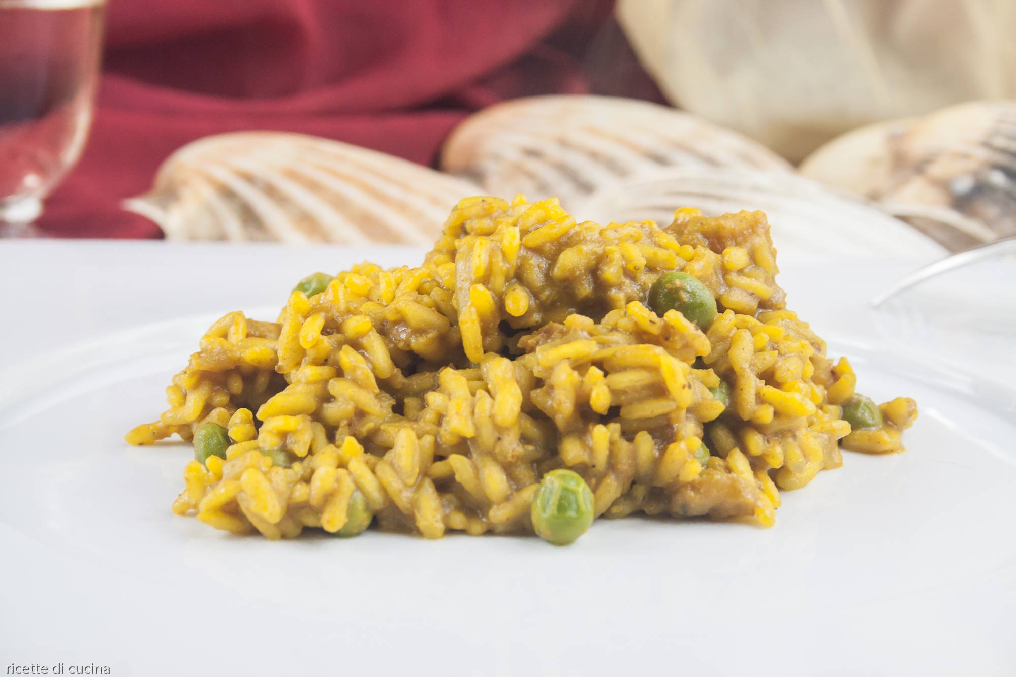 risotto curry perscatrice piselli