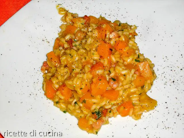 ricetta risotto zucca pancetta affumicata