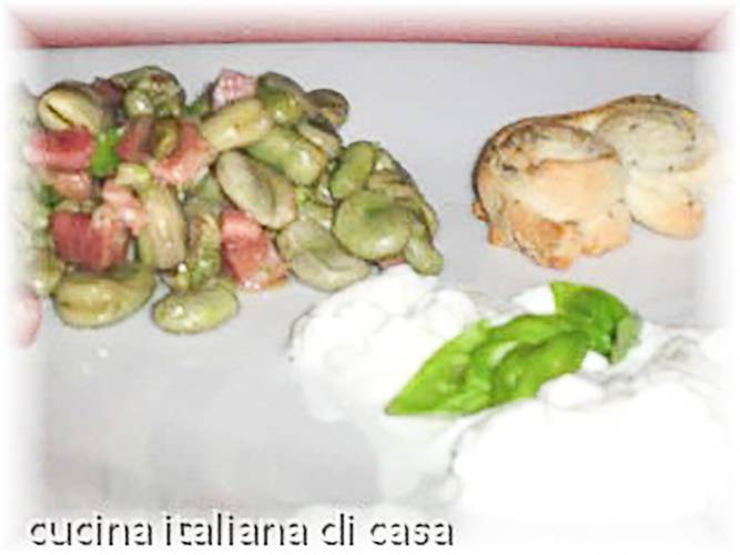 ricetta fave speck burrata