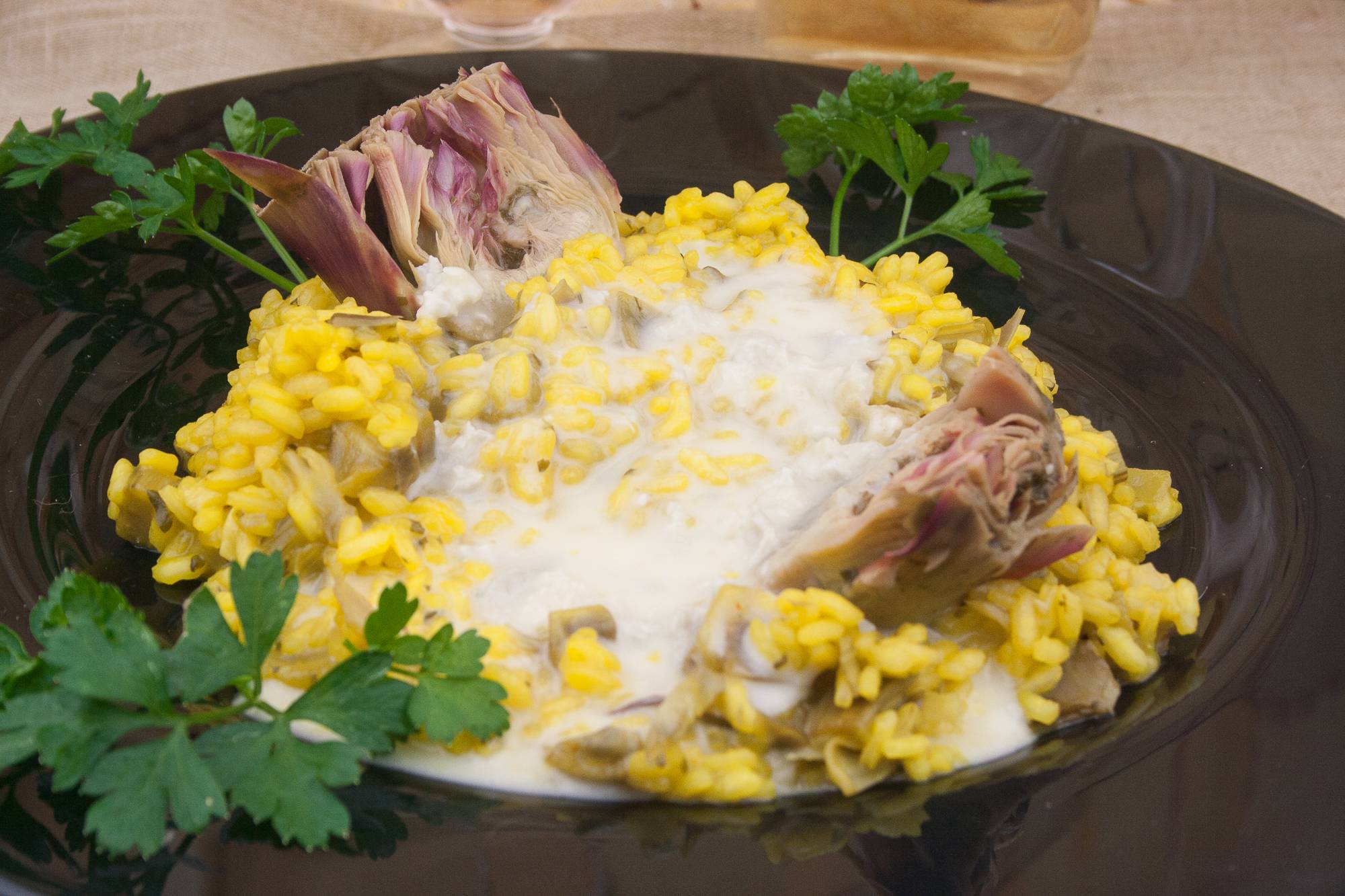 ricetta risotto carciofi fonduta gorgonzola