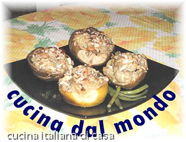 ricetta melanzane ripiene funghi gamberetti