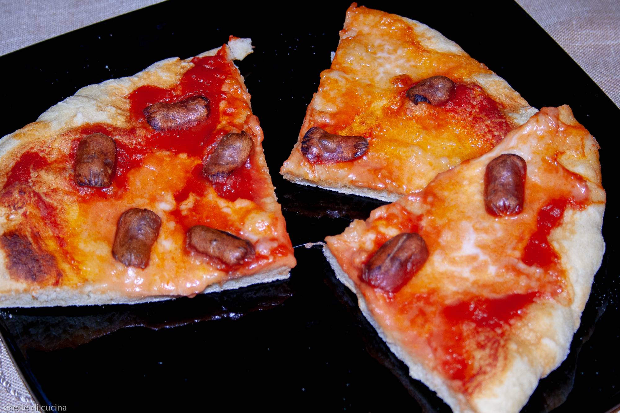 ricetta pizza trancio wurstel