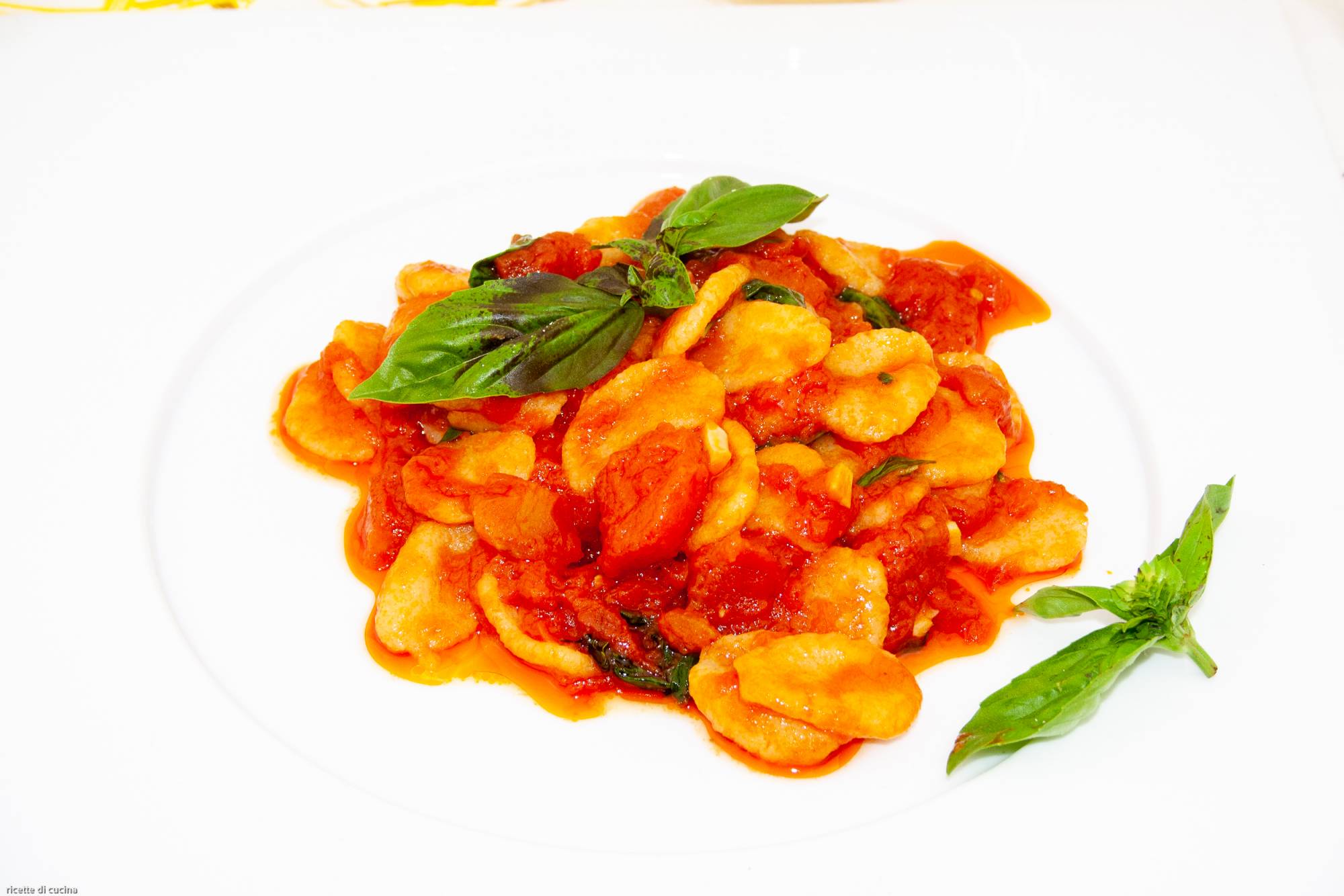 ricetta orecchiette pasta pomodoro basilico